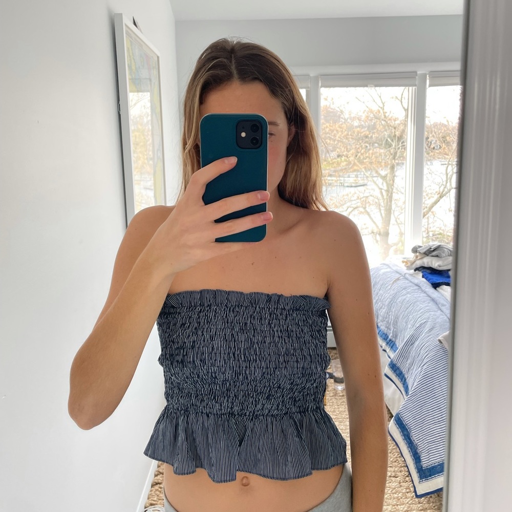 Striped Strapless Top